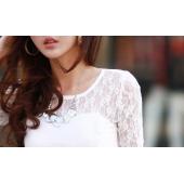 Sommer Stil Damen Spitzen Shirt plus Size xxl Organza o Hals lange Ärmel aus Spitze Damen Blusen