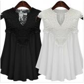 plus Size Damen Blusen sexy v Hals Chemise aus Hemd Ärmellose schafft Femme Sommer de renda Feminino 3xl