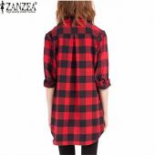 heißes Verkauf Mode Damen voller Ärmel karierten Taschen casual ReVers Button down Bluse Langarm Hemd