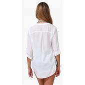 neue europäische Amerikanische Temperament Hals Sommer Hemden FreiZeit Damen lange Ärmel Hälfte Ärmel solide