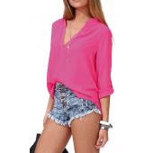 neue europäische Amerikanische Temperament Hals Sommer Hemden FreiZeit Damen lange Ärmel Hälfte Ärmel solide