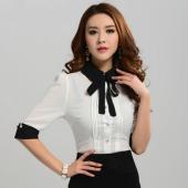 neue arbeit tragen Damen höchstens büro Hemd Blau Weisse Schwarze Rosa slim Hälfte Ärmel ab Kragen Bluse Hemd Damen