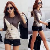 Femininas Herbst Mode Baumwoll Bluse Damen Hemden Blusen casual o Hals lange Ärmel Baumwolle