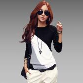 Femininas Herbst Mode Baumwoll Bluse Damen Hemden Blusen casual o Hals lange Ärmel Baumwolle