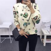 Herbst Winter Damen Kapuzenpulli Mode Stickereien Star Muster aus Dicken sAmt warm um den Hals lange Ärmel