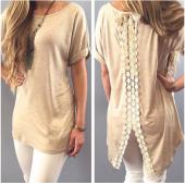 nach der aufspaltung Spitzen Bluse heften Mode Damen Spitzen T Shirt Sommer Weste Top kurze Ärmel Locker