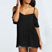 sexy Schulter ab T Shirt Summer Style Damen schrägstrich Hals kurze Ärmel Locker solide stretch Tops Grösse s 