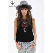 neue Mode meine Damen elegante Stickereien kurze Pflanzliche Blusen Zurück Button Jahrgang Ärmellosen