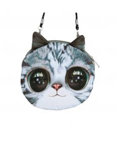 Damen niedlichen mini Tasche katze gesicht cartoon drucken Umhängetasche Reißverschluss crossbody Tasche