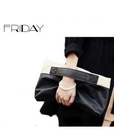 neue Leder kupplung fasion Damen Handtasche hohe qualität patchwork Kontrast kragen gefaltet armbänder