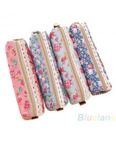 Mode Mini Retro Blumen blumenspitze bleistift form feder Kasten kosmetischer Kosmetik Make Up Reißverschlusst