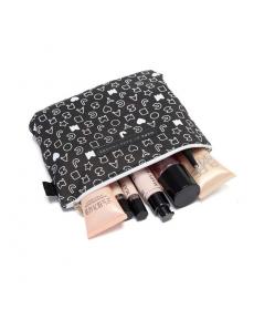 Freies verschiffen Einfache und elegante schwarze und weiße buchstaben dicker stoffbeutel Kosmetiktasche