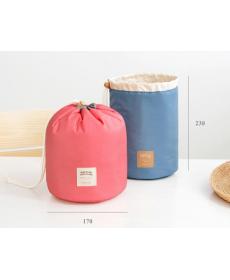 Tonnenförmige Reise Kosmetiktasche Nylon Hohe Kapazität Kordelzug Elegante Trommel Waschen Taschen Makeup