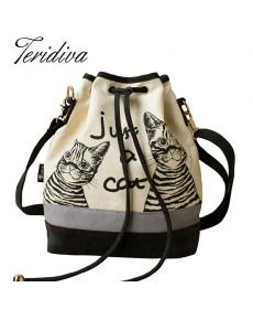 Damen Taschen Spanisch Leinwand Eimer Tasche Handtasche Mode retro Leinwand Damen Umhängetasche Vintage print