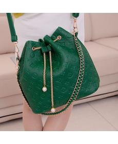 Heißer Beiläufigen allgleiches Damen geprägte Handtasche perlenKette kordelzug eimer Tasche umhängt