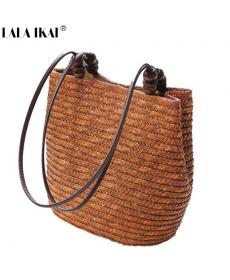 neue Vintage Damen Handtasche Mode Einkaufstasche Strandtasche Vintage Lässig Eimer Straw Tote Bag Sommer