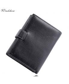 Berühmte Marke Mens Gentleman Schwarz Large Bifold echtes Leder Brieftasche Passcard Tasche Gutschrift