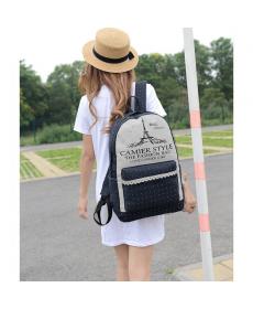 Bookbags Damen Mädchen Rucksäcke Reisetasche Eiffel Mochila Schüler Schultasche Mädchen Leinwand