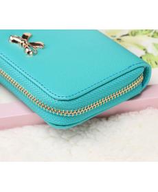 Neue marke Kupplung Brieftasche Hot Korean Niedlich Bowknot Solide Damen Langen Reißverschluss Leder Geldböse