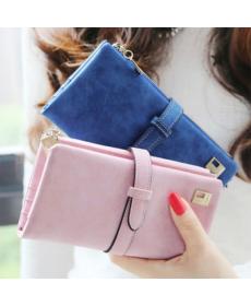 1 stück 7 Farben  Neue Mode Weibliche Matte Pu Leder Haspe Lange Kupplung Brieftaschen Geldbörsen Kartenhalter