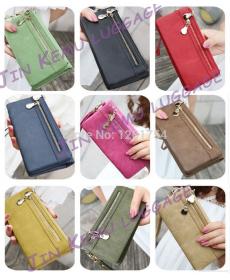 Mode Damen Geldbörsen Dull polnischen Leder Brieftasche Doppel Reißverschluss Tag Kupplungs Geldbeutel