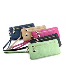 Mode Damen Geldbörsen 9 Farben Matte Pu Leder Doppel Reißverschluss Weiche Mappe Damen Langen Tag Kupplung