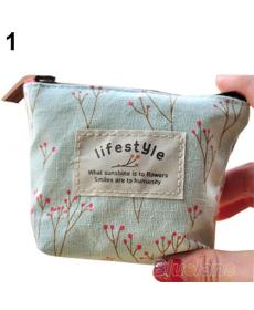 Damen der Dame Kleine Leinwand Handtasche Reißverschluss mappen münzen schlüssel halter Kasten beutel