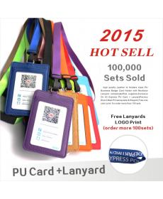 Leder ID Inhaber PU Business Abzeichen Kartenhalter mit Lanyard HalsKette Logo anpassen Drucken Unternehmen