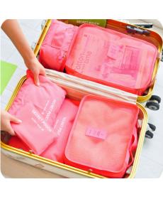 6 teile satz Mode Doppel Reißverschluss Wasserdicht Polyester Herren und Damen Gepäck Reisetaschen