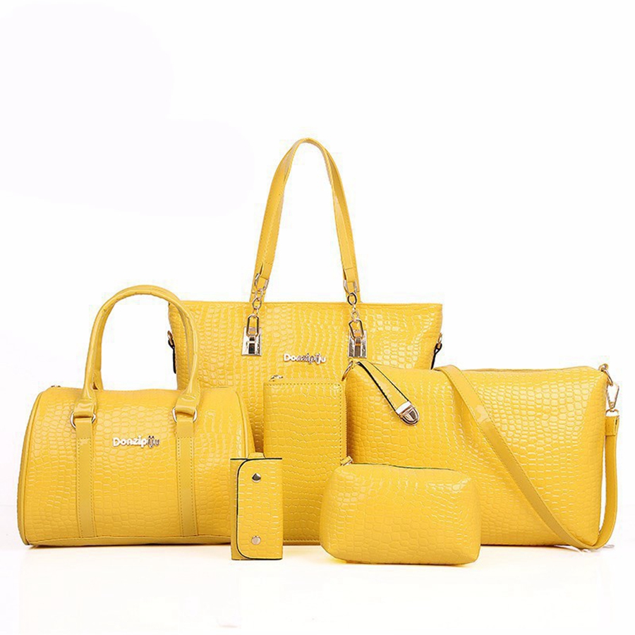 6 Beutel Krokoprägung Damen Tasche Stein Damen Handtasche Pu Leder Umhängetasche Damen Messenger Bags Damen