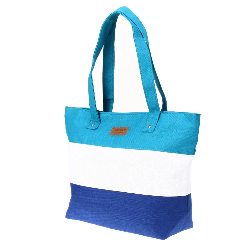 Damen Damen Streifen Leinwand Umhängetasche Neue Heiße Umhängetasche Sommer Strand Handtasche Taschen