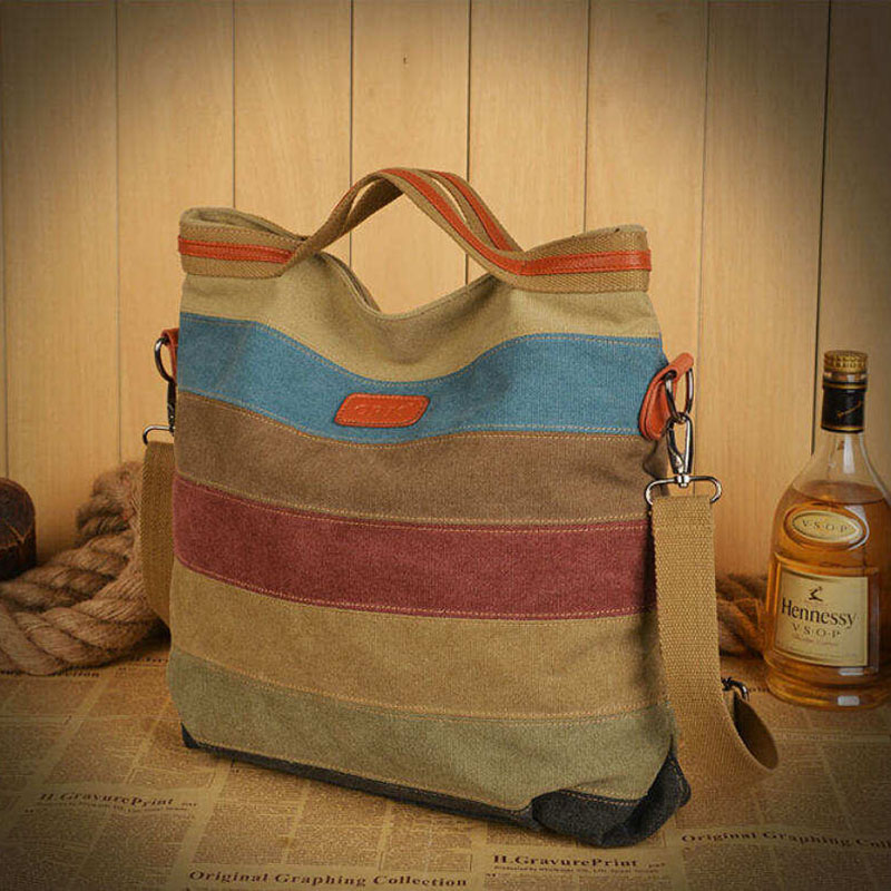 neue streifen vintage Damen Schultertasche Umhängetasche Damen leinwand Handtasche Damen Handtaschen patchwork