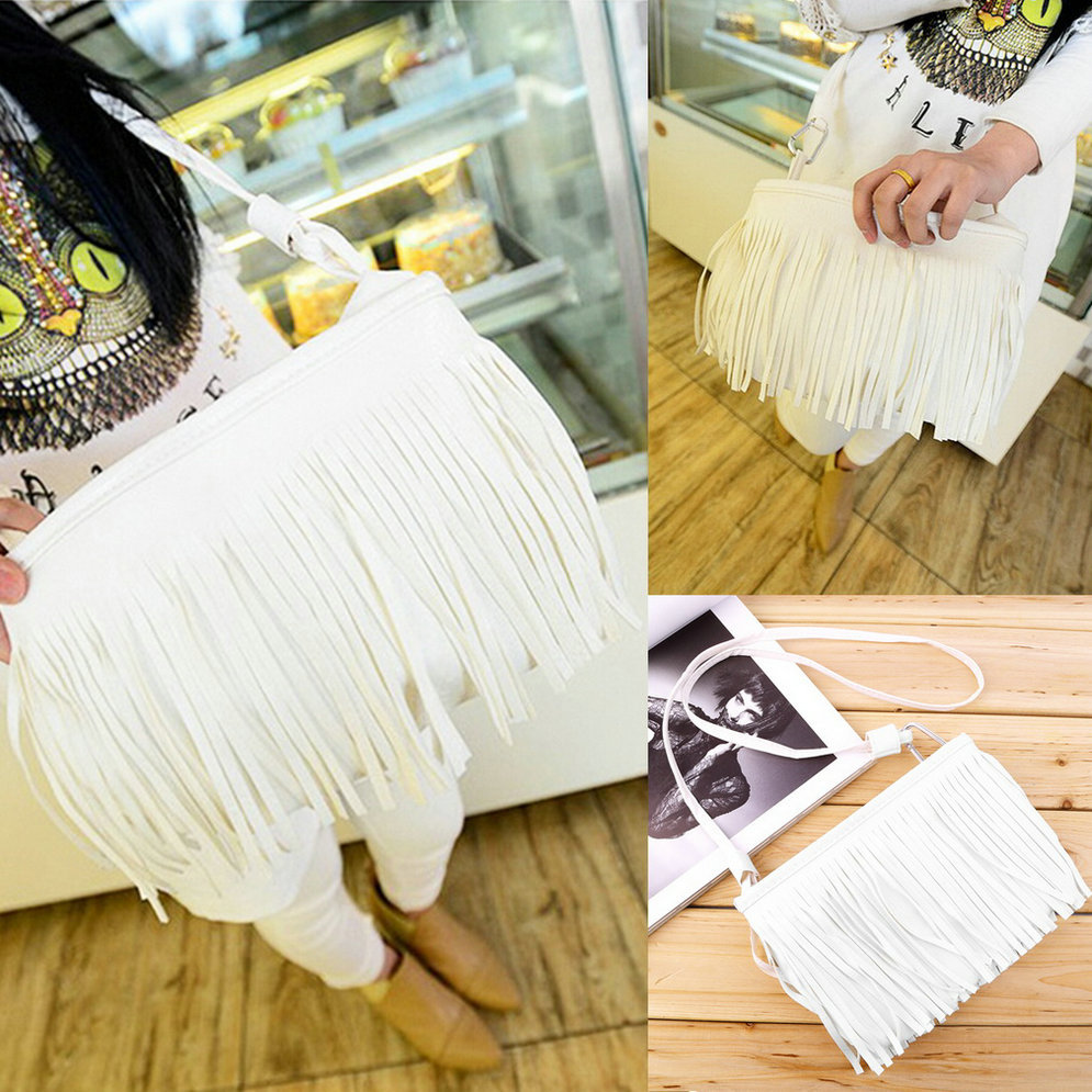 Mode Damen Punk Satchel Quaste Suede Fringe Shoulder Messenger Umhängetasche Damen Mini Kleine Lässige Pu Leder