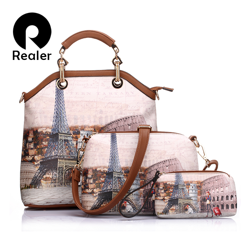 Neue marke gedruckt vintage Handtasche pu Leder Damen medium großen Tragetaschen weibliche crossbody Tasche