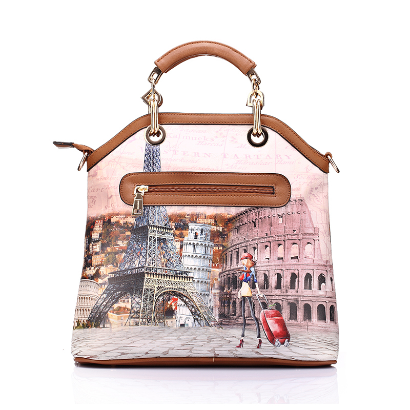 Neue marke gedruckt vintage Handtasche pu Leder Damen medium großen Tragetaschen weibliche crossbody Tasche