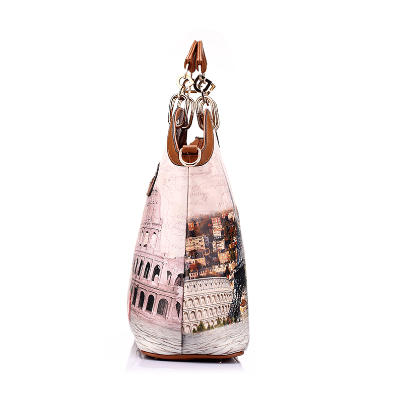 Neue marke gedruckt vintage Handtasche pu Leder Damen medium großen Tragetaschen weibliche crossbody Tasche