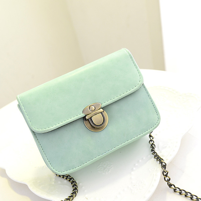 Neue Mode Damen Messenger bags Kette Umhängetasche Pu Leder Candy Farbe Crossbody Mini Tasche Reine Farbe