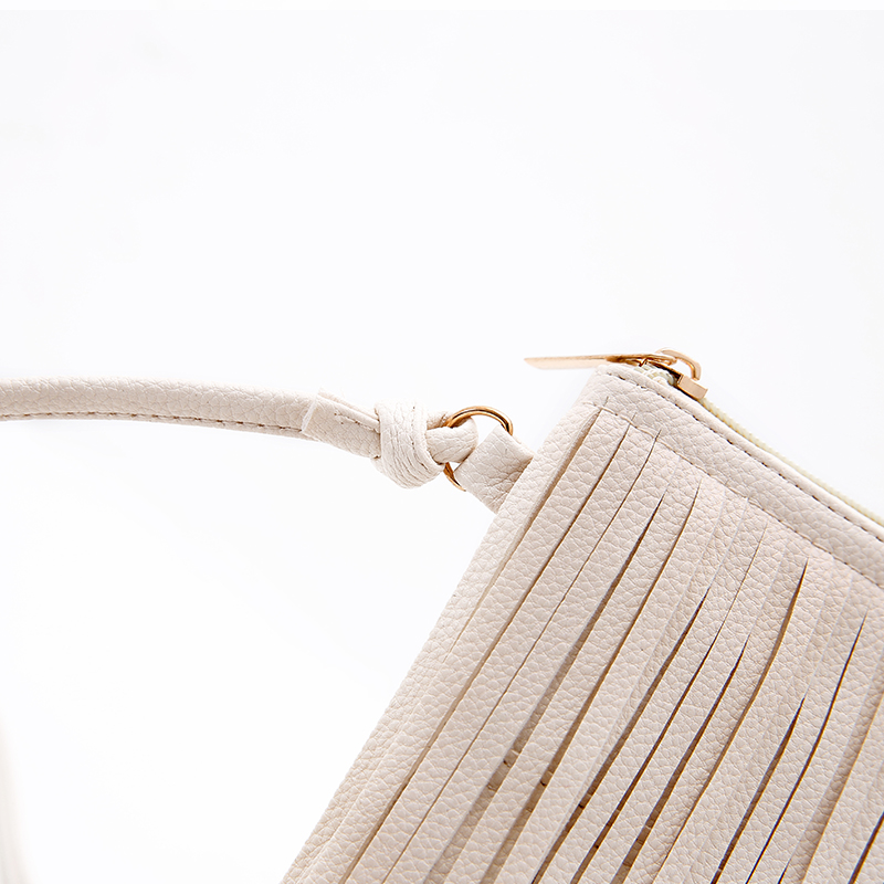 Vintage Damenschulterbeutel Pu Leder Quaste Handtaschen Reißverschluss Umhängetasche Dame Mode Umhänget