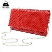 12 Farben Damen Abendtasche Tageskupplungen Aluminium Mesh Umschlagklappe Taschen Pailletten Lange Kette Handtasche