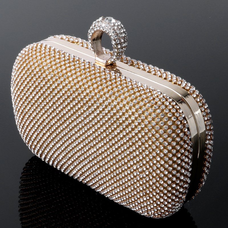 Rhinestones women clutch bags diamonds finger ring ladies vintage evening bags crystal wedding bridal handbags purse bag