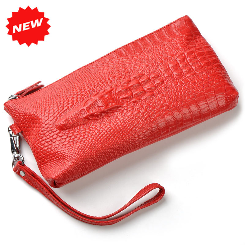 Neueste Krokodilkopf muster Tag Kupplung Echtes KuhLeder Abendtasche Casual Handytasche für Damen