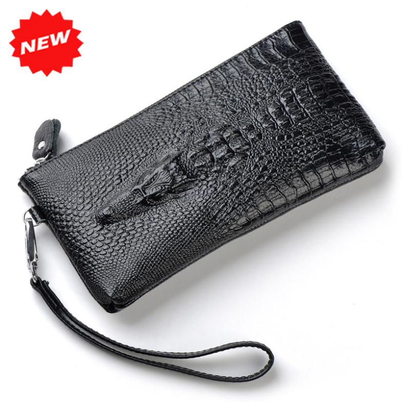 Neueste Krokodilkopf muster Tag Kupplung Echtes KuhLeder Abendtasche Casual Handytasche für Damen