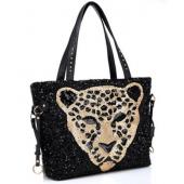 Big Bags Mode Bling Leopard Kopf Tasche Damen Handtasche Casual Umhängetasche weiblichen Beutel