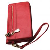 Mode Doppel Reißverschluss Damen Leder Brieftasche Doppel Reißverschluss Solide Tag Kupplungs Geldbeutel