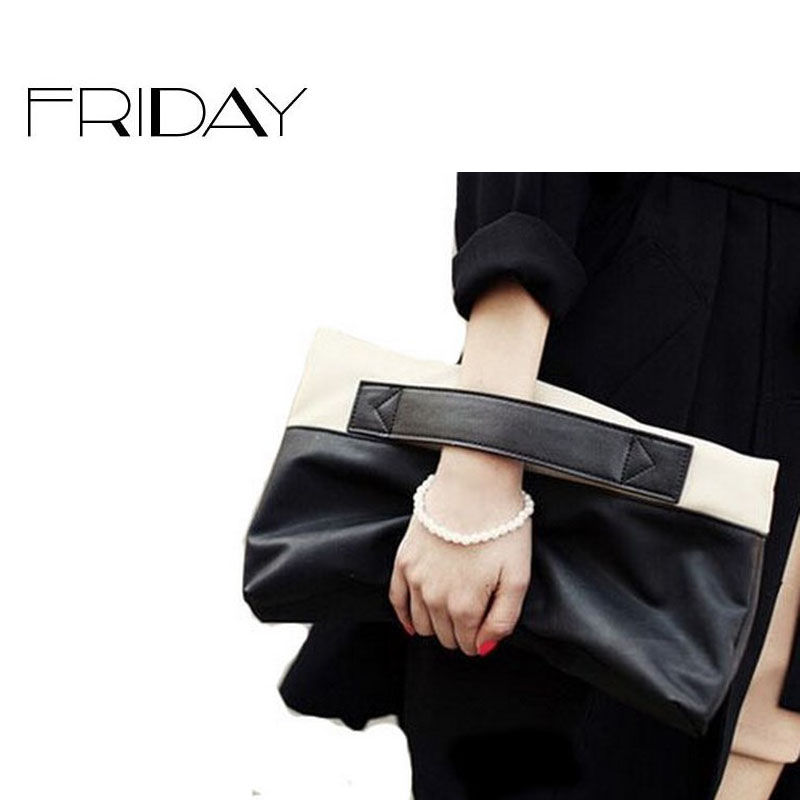 neue Leder kupplung fasion Damen Handtasche hohe qualität patchwork Kontrast kragen gefaltet armbänder