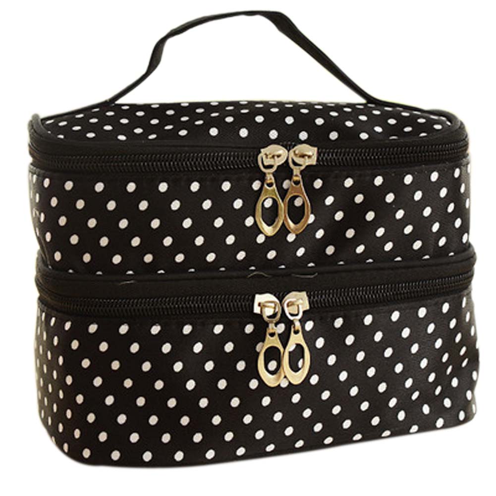 Doppel deck Damen Mode Kosmetiktasche Große Reise Dessous Bh Unterwäsche Dot Taschen Make Up Toiletry