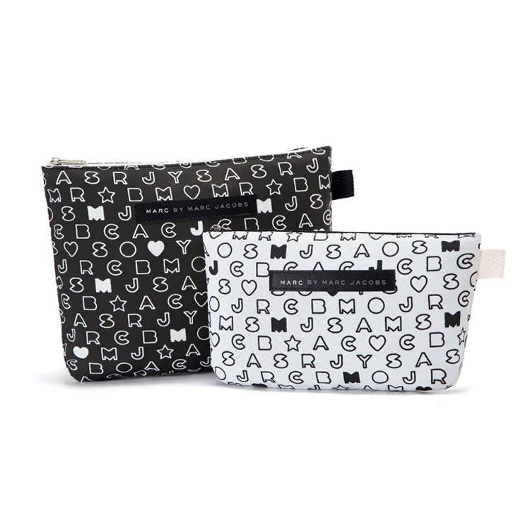 Freies verschiffen Einfache und elegante schwarze und weiße buchstaben dicker stoffbeutel Kosmetiktasche