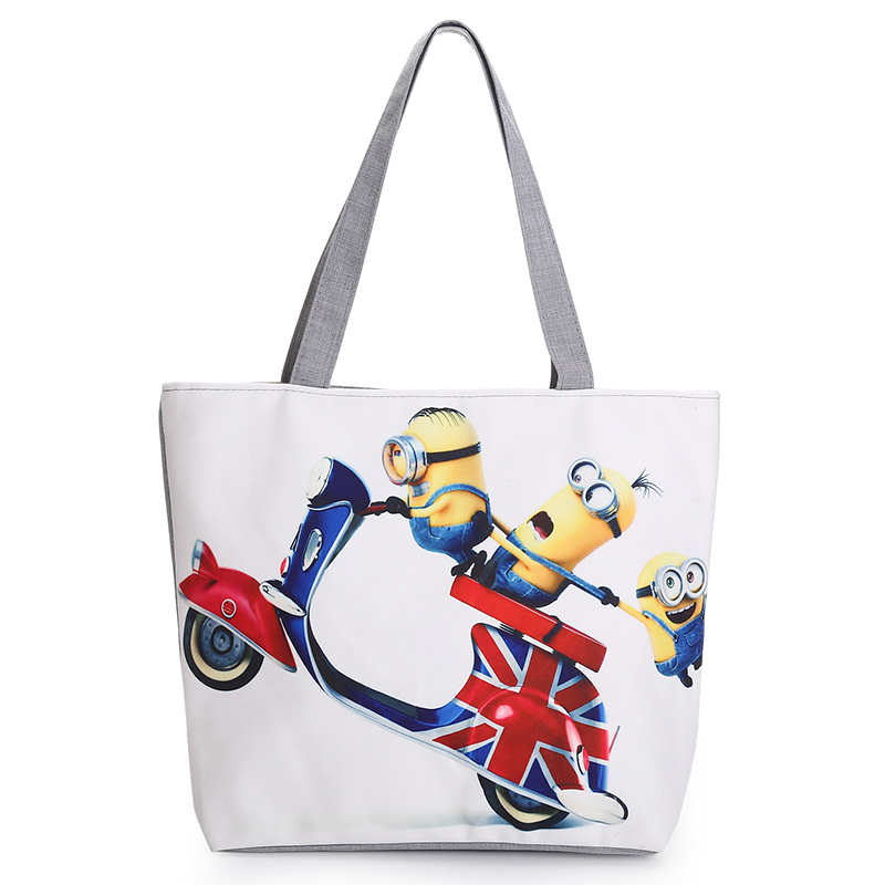 Cartoon Minions Gedruckt Casual Tote Damen Leinwand Handtasche Täglichen Einzelnen Schulter Einkaufstaschen Mode