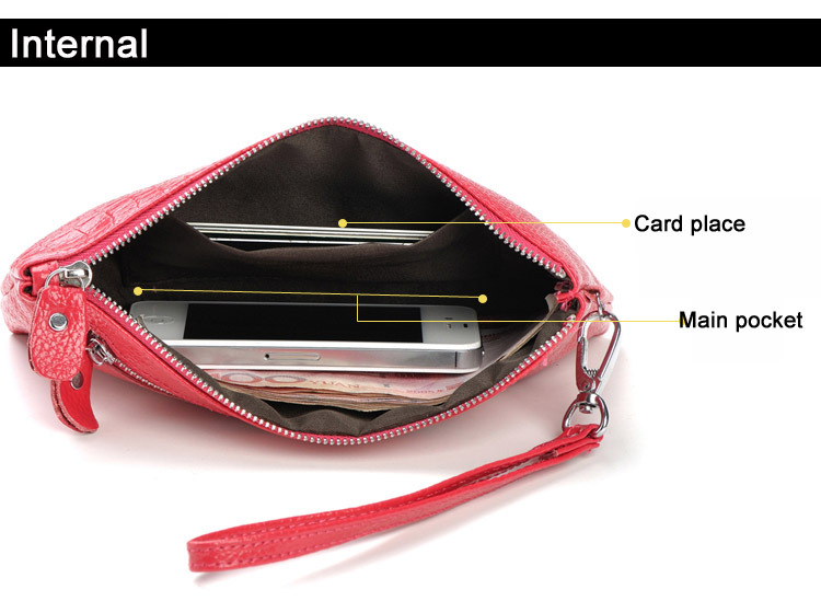 Hot 3D Crocodile 100% Echtes Leder Armband Tag Kupplung Abendtaschen Damen Handytasche Geldbörse