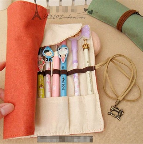 Vintage bleistift rollen Eleganten Stil make up Damen mädchen Leinwand stift Schminktasche für studenten kind
